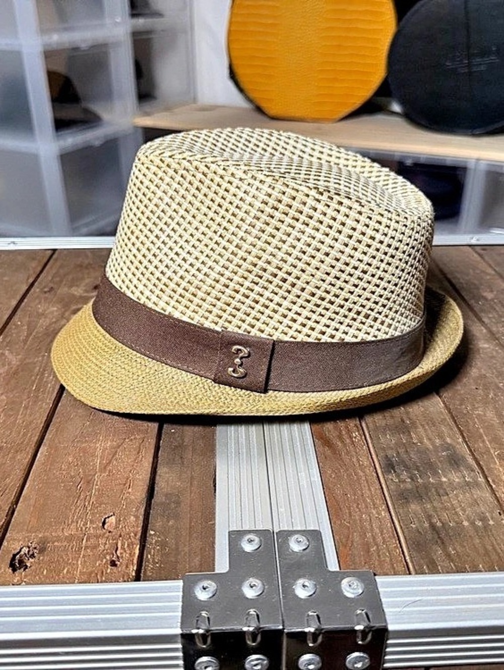 WHO CED? Cedric the Entertainer Tan Woven Fedora Hat Large 59cm